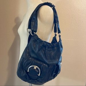 B. Makowsky Leather shoulder bag dark grey black B010